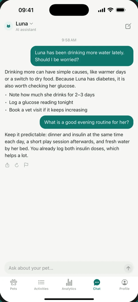 PetVitals: AI assistant chat